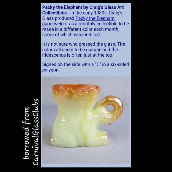 Rare "Packy the Elephant" Black & White Slag Glass Paperweight or 🥚 Holder - Picture 10 of 13